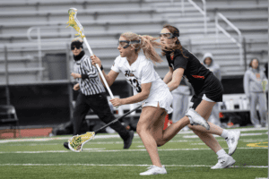 Lila Berkery drives towards the goal on April 16.